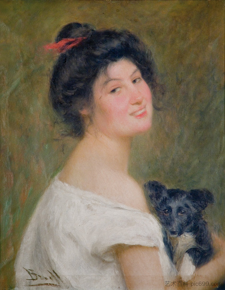 女孩与狗 Girl with dog，琼·布鲁尔