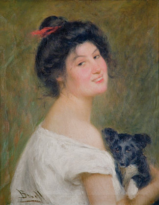 女孩与狗 Girl with dog，琼·布鲁尔