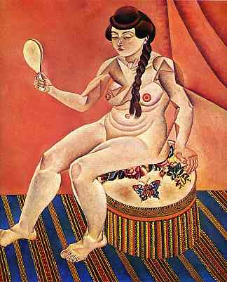 裸体与镜子 Nude with Mirror (1919)，胡安·米罗