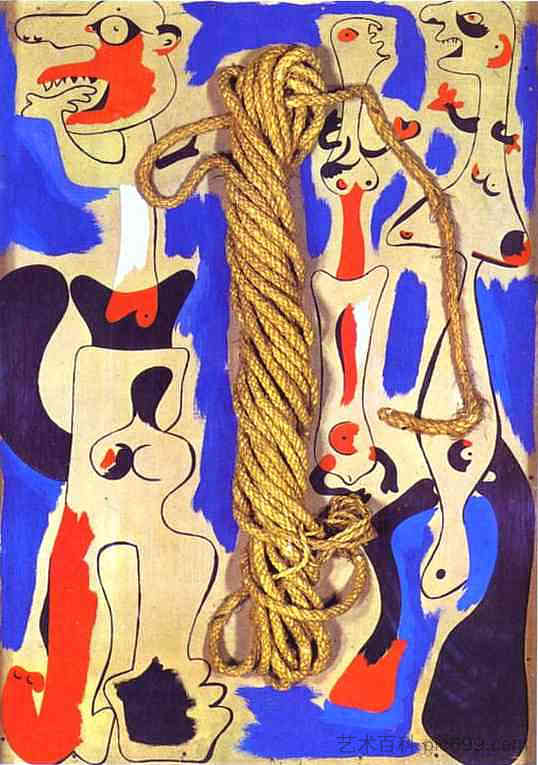 绳子和人I Rope and People I (1935)，胡安·米罗