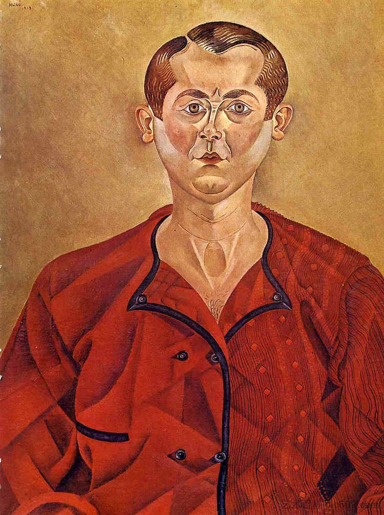 自画像（整体红色） Self-Portrait (in red overall) (1919)，胡安·米罗