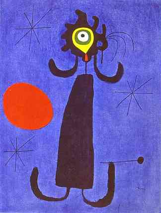 太阳前的女人 Woman in Front of the Sun (1950)，胡安·米罗