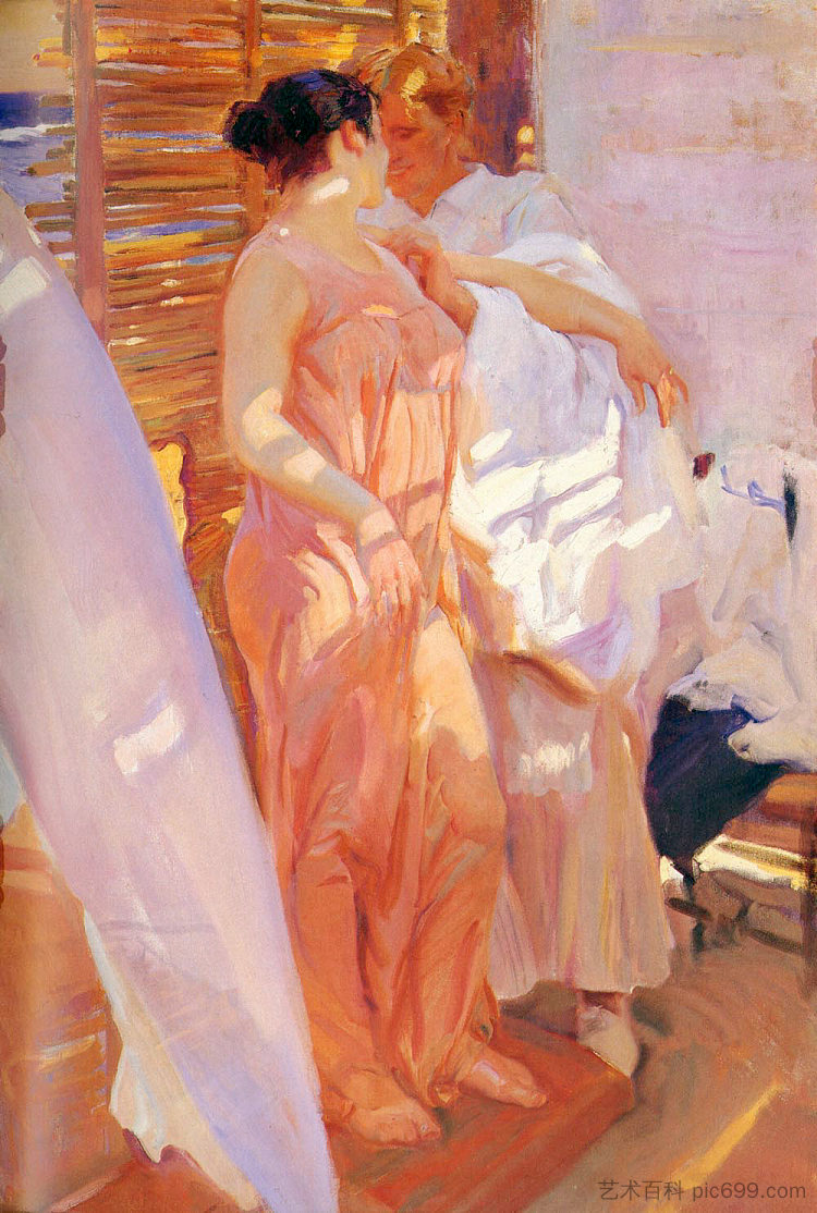 沐浴后 After the Bath (1916; Spain  )，华金·索罗拉