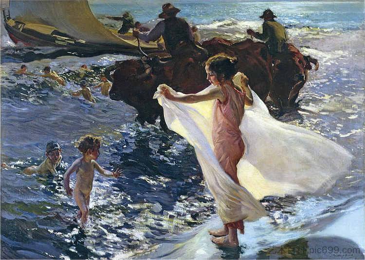 入浴时间 Bathing Time (1904; Spain  )，华金·索罗拉