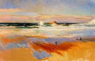 比亚里茨海滩， 法国 Beach of Biarritz, France，华金·索罗拉
