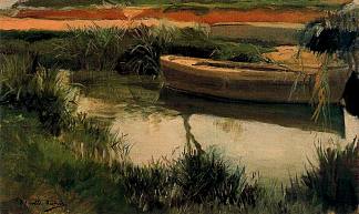 在阿尔比费拉乘船 Boat in Albufera (1908; Spain                     )，华金·索罗拉