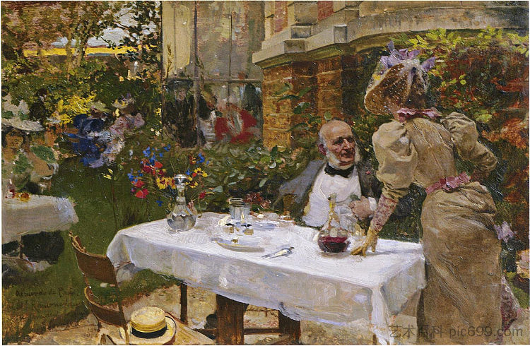 巴黎咖啡馆 Cafe in Paris (1885)，华金·索罗拉