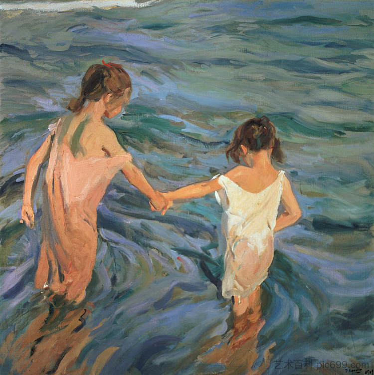 海里的孩子 Children in the sea (1909; Spain  )，华金·索罗拉