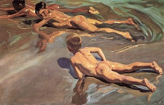 海滩上的儿童 Children on the Beach (1910; Spain                     )，华金·索罗拉