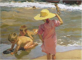 海边的孩子 Children on the seashore (1903; Spain                     )，华金·索罗拉
