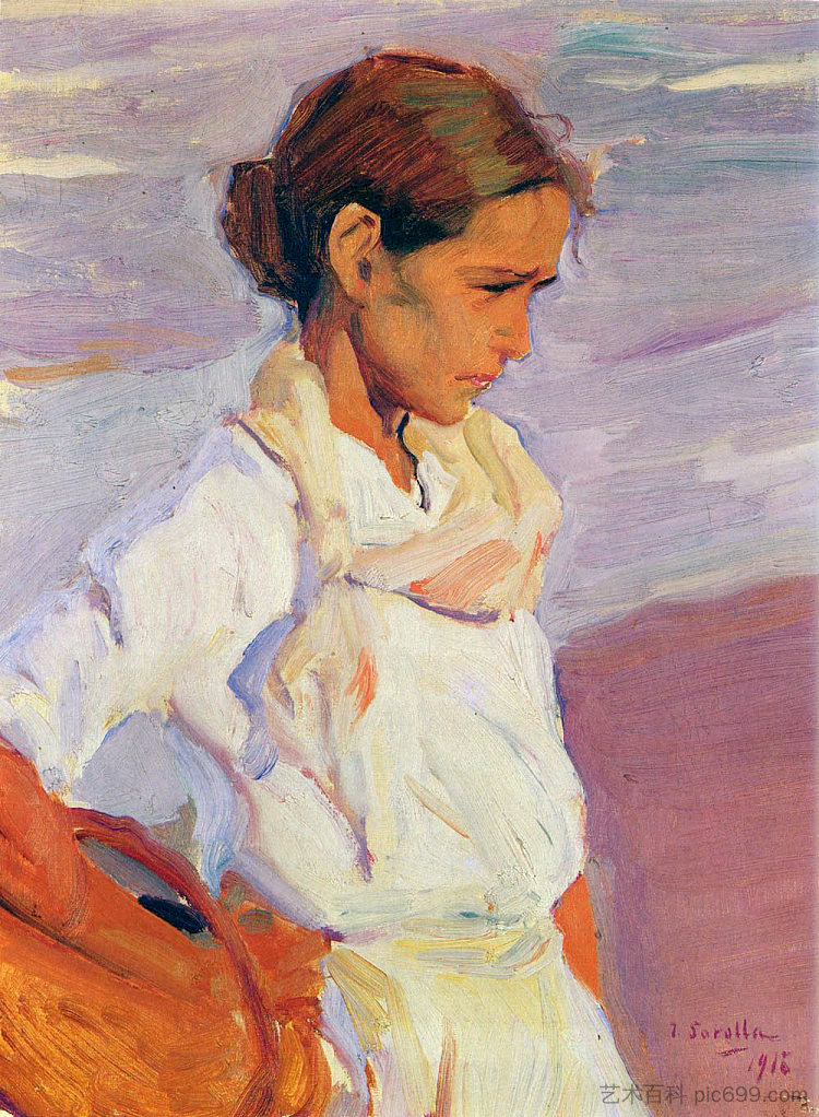 来自瓦伦西亚的渔妇 Fisherwoman from Valencia (1916; Spain  )，华金·索罗拉