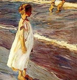 海滩上的女孩 Girl on the beach，华金·索罗拉