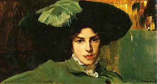 戴帽子的玛丽亚 Maria with hat (1910; Spain                     )，华金·索罗拉