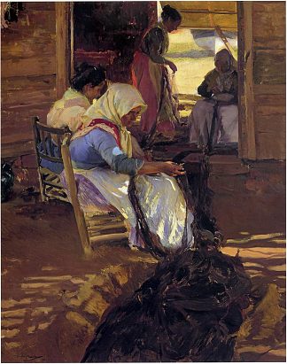 修补网 Mending nets (1901; Spain                     )，华金·索罗拉