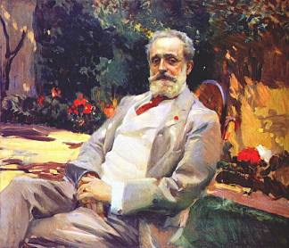 雷蒙多·德·马达佐在他的巴黎花园里 Raimundo de Madrazo in his Paris garden (1906)，华金·索罗拉