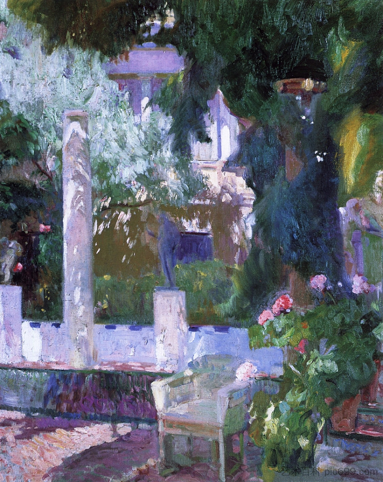 索罗拉之家的罗斯布什 Rose Bush at the Sorolla House (1918; Spain  )，华金·索罗拉