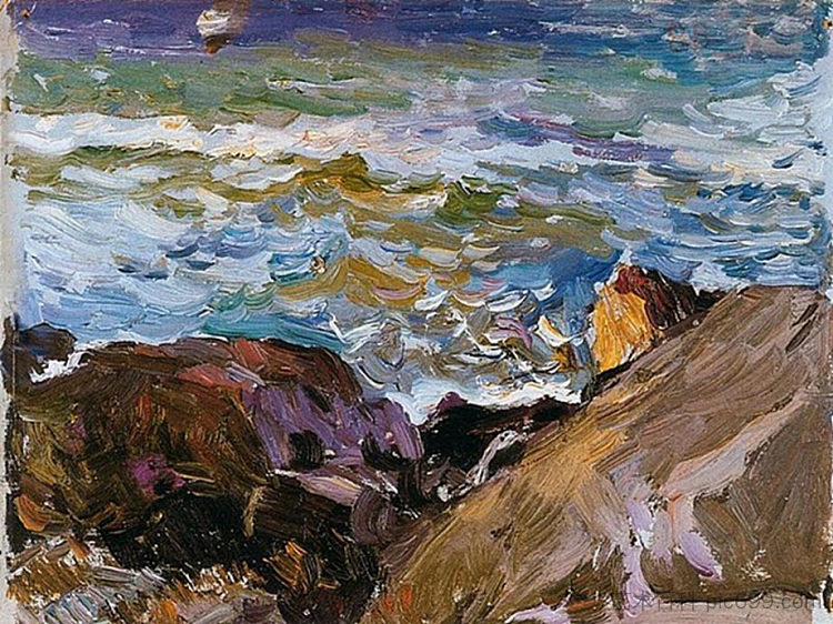 伊维萨岛的海 Sea at Ibiza (1904; Spain  )，华金·索罗拉