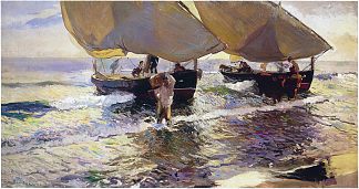 船只的到来 The arrival of the boats (1907; Spain                     )，华金·索罗拉