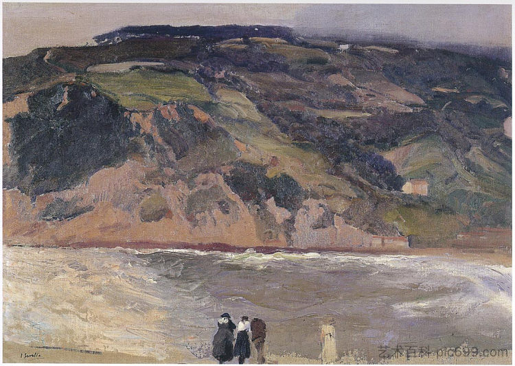 圣塞瓦斯蒂安的防波堤 The Breakwater at San Sebastian (1917; Spain  )，华金·索罗拉