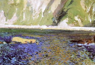 圣塞瓦斯蒂安附近的海岸 The Coast near San Sebastian (1918; Spain                     )，华金·索罗拉