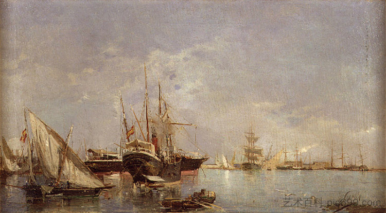 瓦伦西亚港 The Port of Valencia (1882; Spain  )，华金·索罗拉