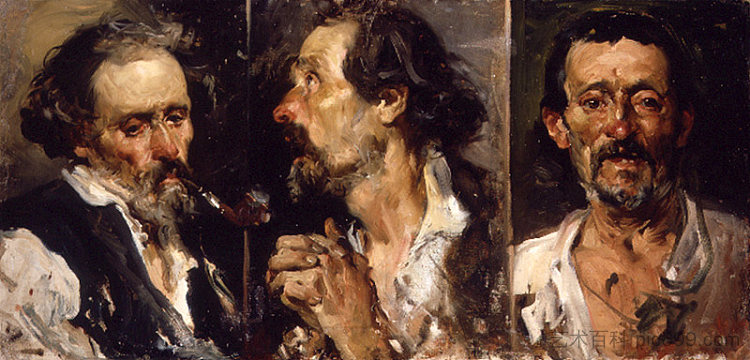 头部的三项研究 Three studies of head (1887; Spain ),华金·索罗拉