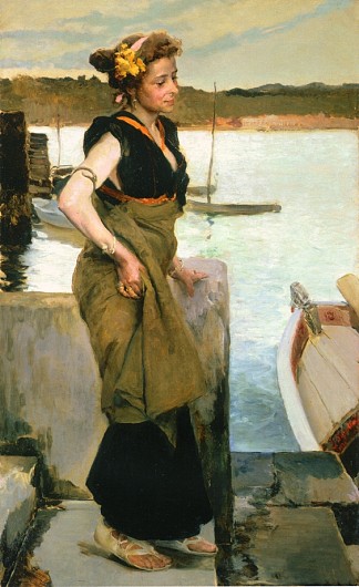 等待 Waiting (1888; Spain                     )，华金·索罗拉