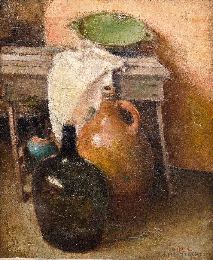 静物与瓶子 Still life with bottles，华金·阿格拉索