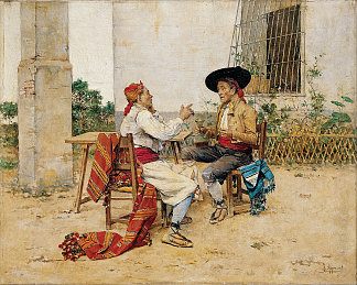 瓦伦西亚韦尔塔的两名居民（喝葡萄酒） Two Inhabitants of the Valencia Huerta (Drinking Wine) (1880)，华金·阿格拉索