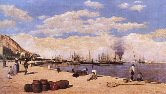 阿利坎特港景观 View of the Port of Alicante (1875)，华金·阿格拉索