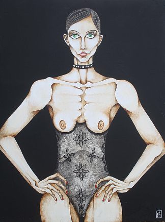 夏洛特的黑色紧身胸衣肖像 Portrait of Charlotte in Black Corset (2012)，乔机器