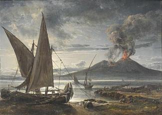 那不勒斯附近海滩上的船 Boats on the Beach Near Naples (1821)，约翰·克里斯蒂安·代赫勒