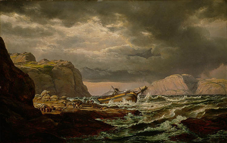 挪威海岸的沉船 Shipwreck on the Coast of Norway (1832)，约翰·克里斯蒂安·代赫勒