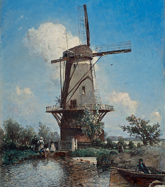 代尔夫特附近的风车 A Windmill near Delft (1857)，约翰·琼金德