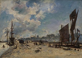 哈弗勒尔的海港 The Harbour in Harfleur (1850)，约翰·琼金德
