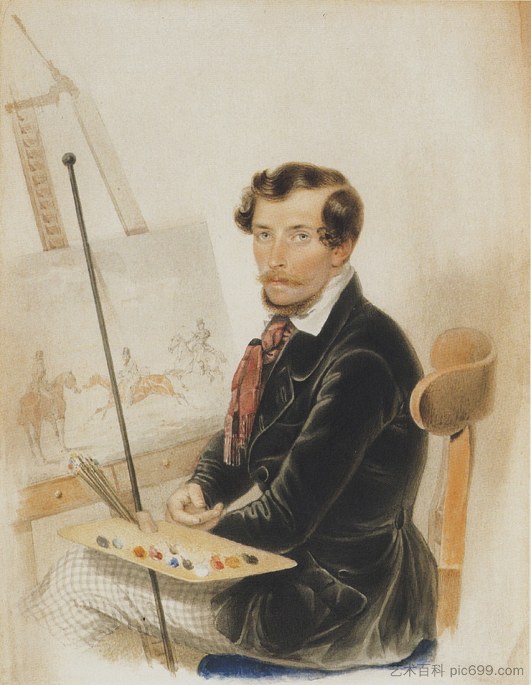 画家约瑟夫（约瑟夫）海克 The painter Josef (Joseph) Heicke (c.1835)，约翰·浸信会克拉罗