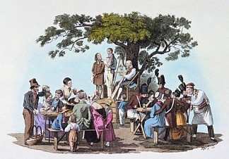 普拉特的人物场景/普拉特的娱乐 People’s scene in the Prater / Amusement in the Prater (1826)，约翰·内波穆克·帕西尼