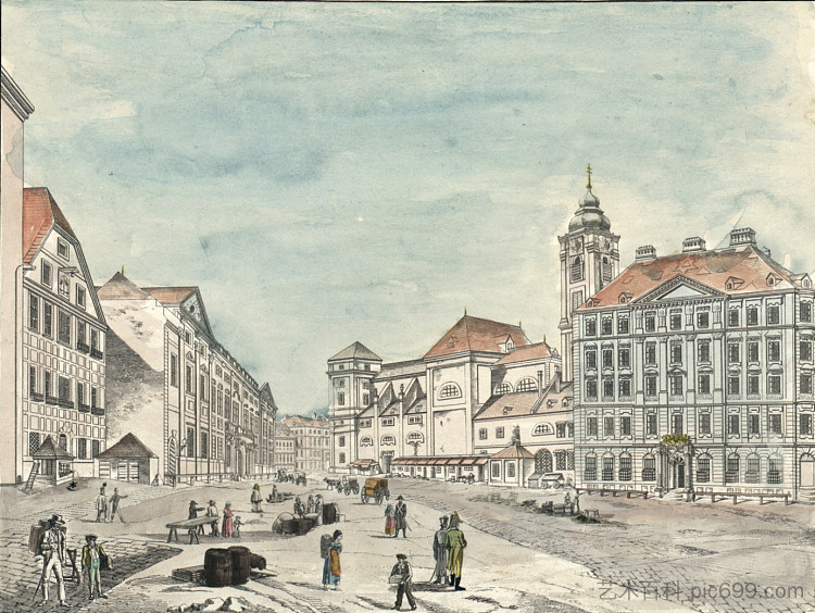 弗赖永, 维也纳 Freyung, Vienna (c.1830),约翰·内波穆克·帕西尼