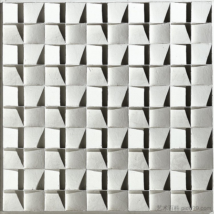 四边形浮雕,4个方向的斜内表面 Quadratenrelief met schuine binnenvlaken in 4 richtingen (1967),约翰内斯·扬·肖恩霍文