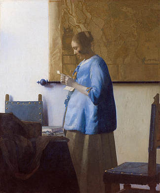 读信的女人（蓝衣女人读信） Woman reading a letter (Woman in Blue Reading a Letter) (c.1662 – c.1663)，约翰内斯·维米尔