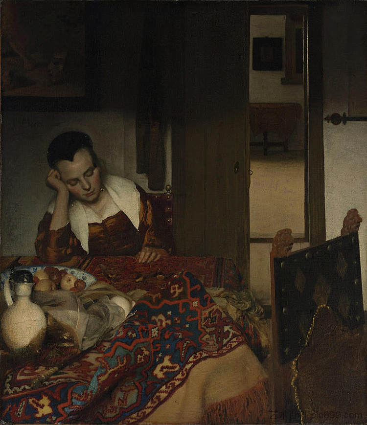 睡着的女仆 A maid asleep (c.1656 - c.1657)，约翰内斯·维米尔