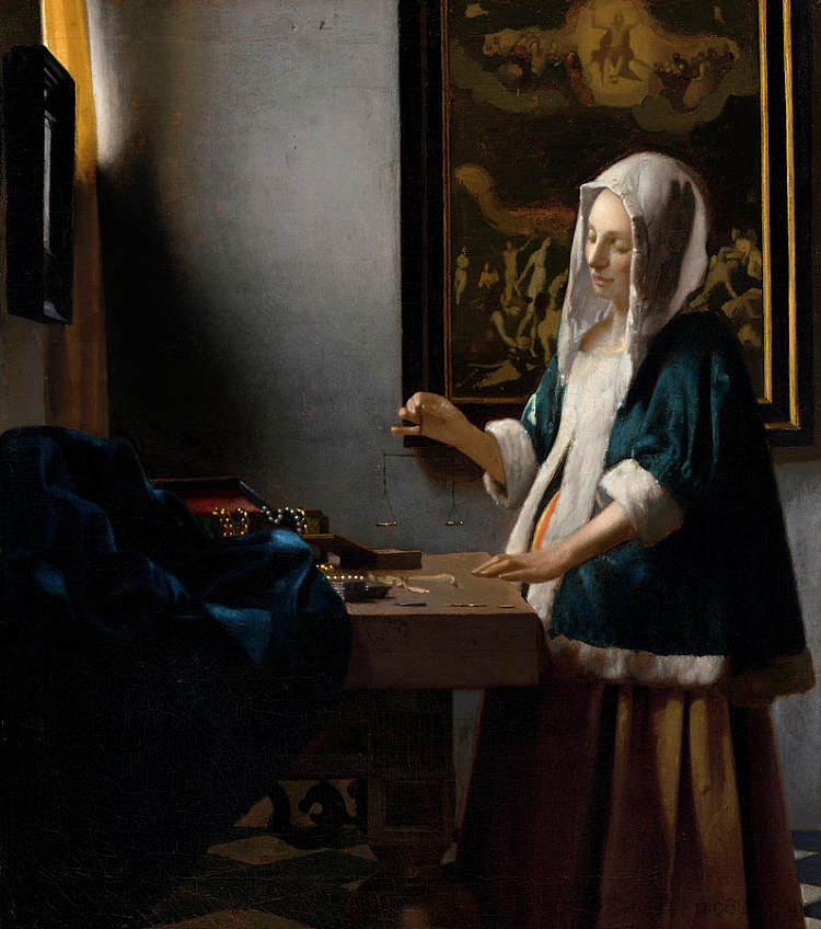 拿着天平的女人 Woman Holding a Balance (1665),约翰内斯·维米尔
