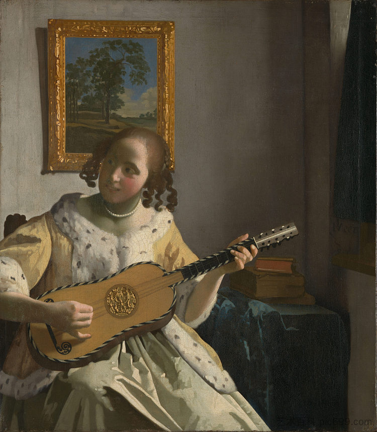 弹吉他的尤格女人 Youg woman playing a guitar (c.1670 - c.1672)，约翰内斯·维米尔