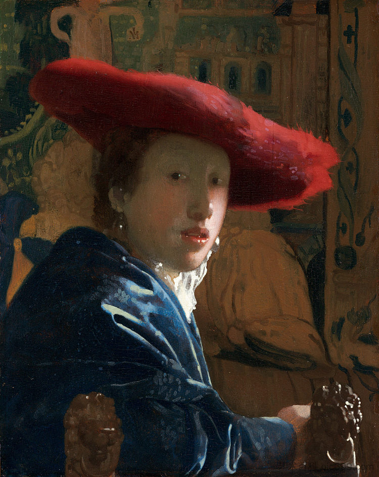 戴红帽子的女孩 Girl with the red hat (c.1665 - c.1667)，约翰内斯·维米尔