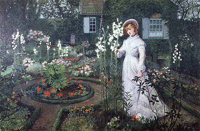 校长花园，百合花女王 The Rector's Garden, Queen of the Lilies (1877; United Kingdom  )，约翰·阿特金森·格里姆肖