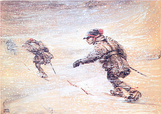 暴风雪中的拉普兰人 Laplanders in snowstorm (1905)，约翰·鲍尔