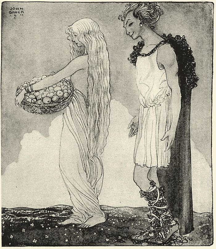 洛基和伊顿 Loki and Idun (1911)，约翰·鲍尔