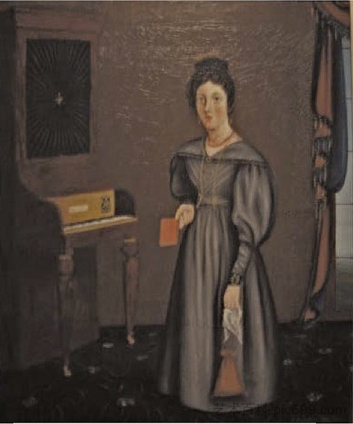 钢琴前的女人 Woman Before a Pianoforte (1831)，约翰·布拉德利