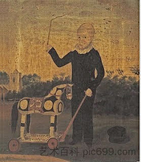 小男孩与玩具马 Young Boy with Toy Horse (1820)，约翰·布拉德利