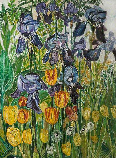 鸢尾花和郁金香 Irises and Tulips (1967)，约翰·布拉特比
